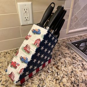Patriotic Knife Block #patriotic #knifeblock #redwhiteandblue #American #USA